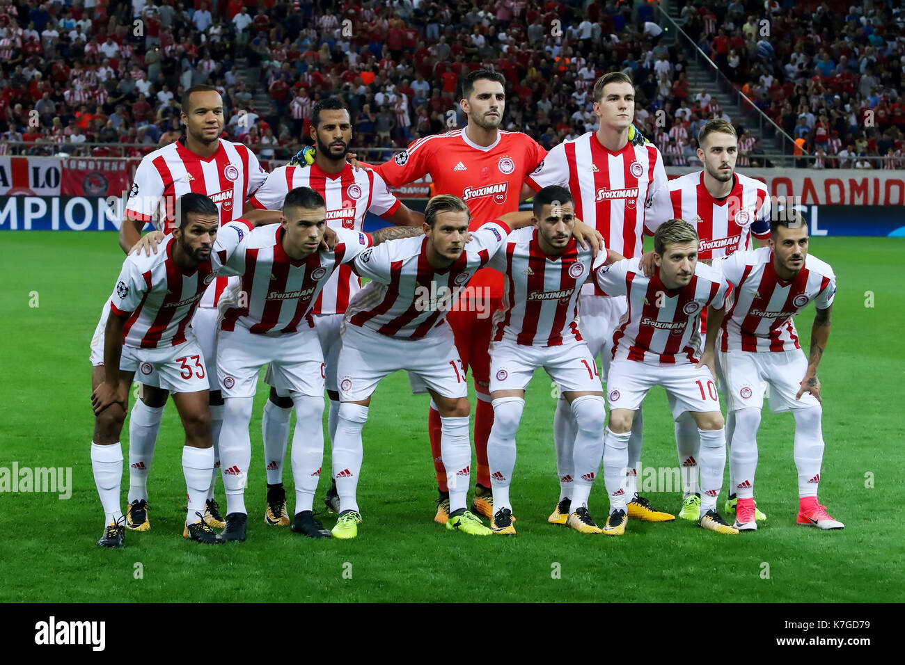 Piraeus, Greece - Sempteber 12, 2017: The team of Olympiacos during the  UEFA Champions League game between Olympiacos vs Sporting CP at Georgios  Karai Stock Photo - Alamy