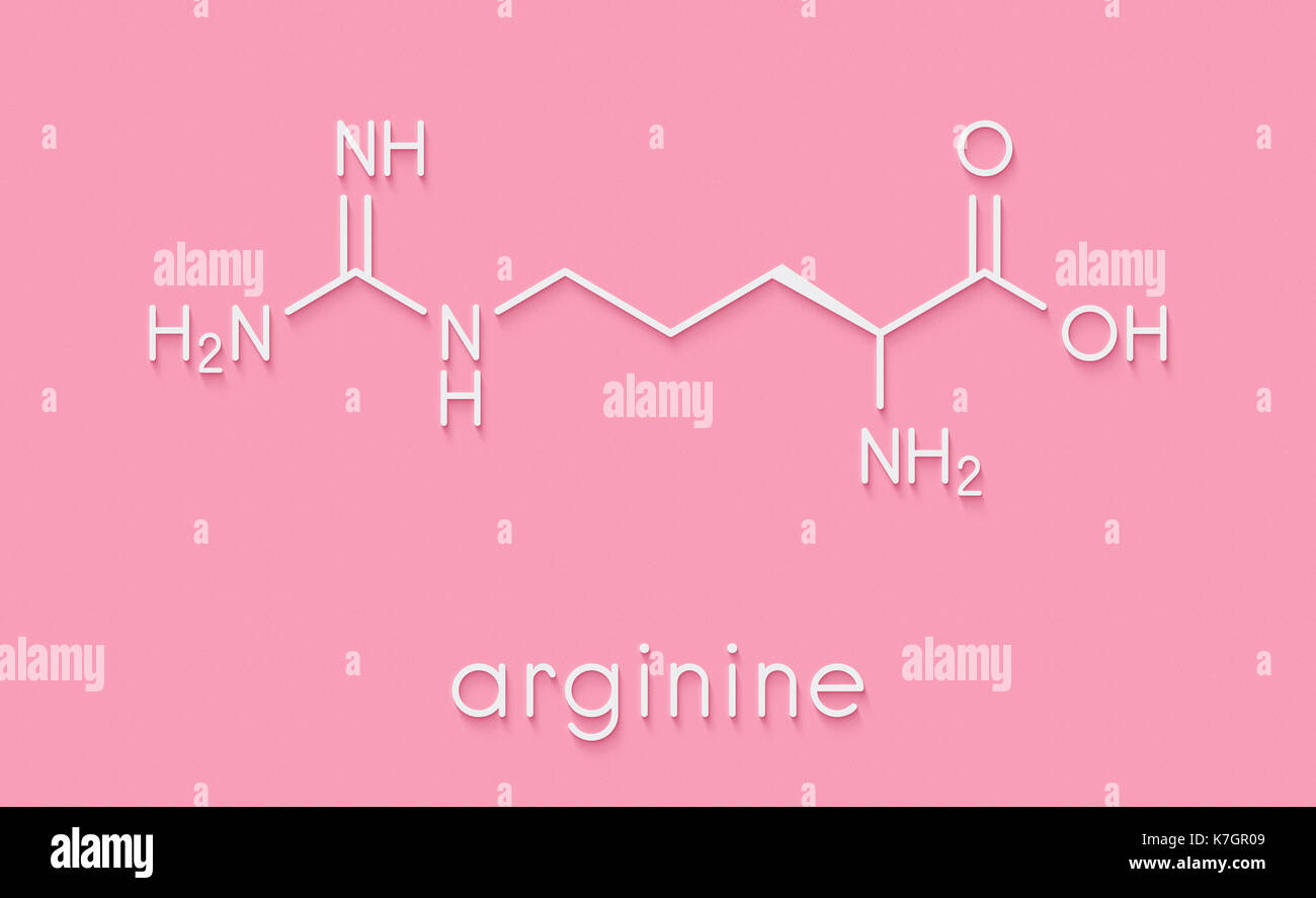 Arginine (Larginine, Arg, R) amino acid molecule. Skeletal formula