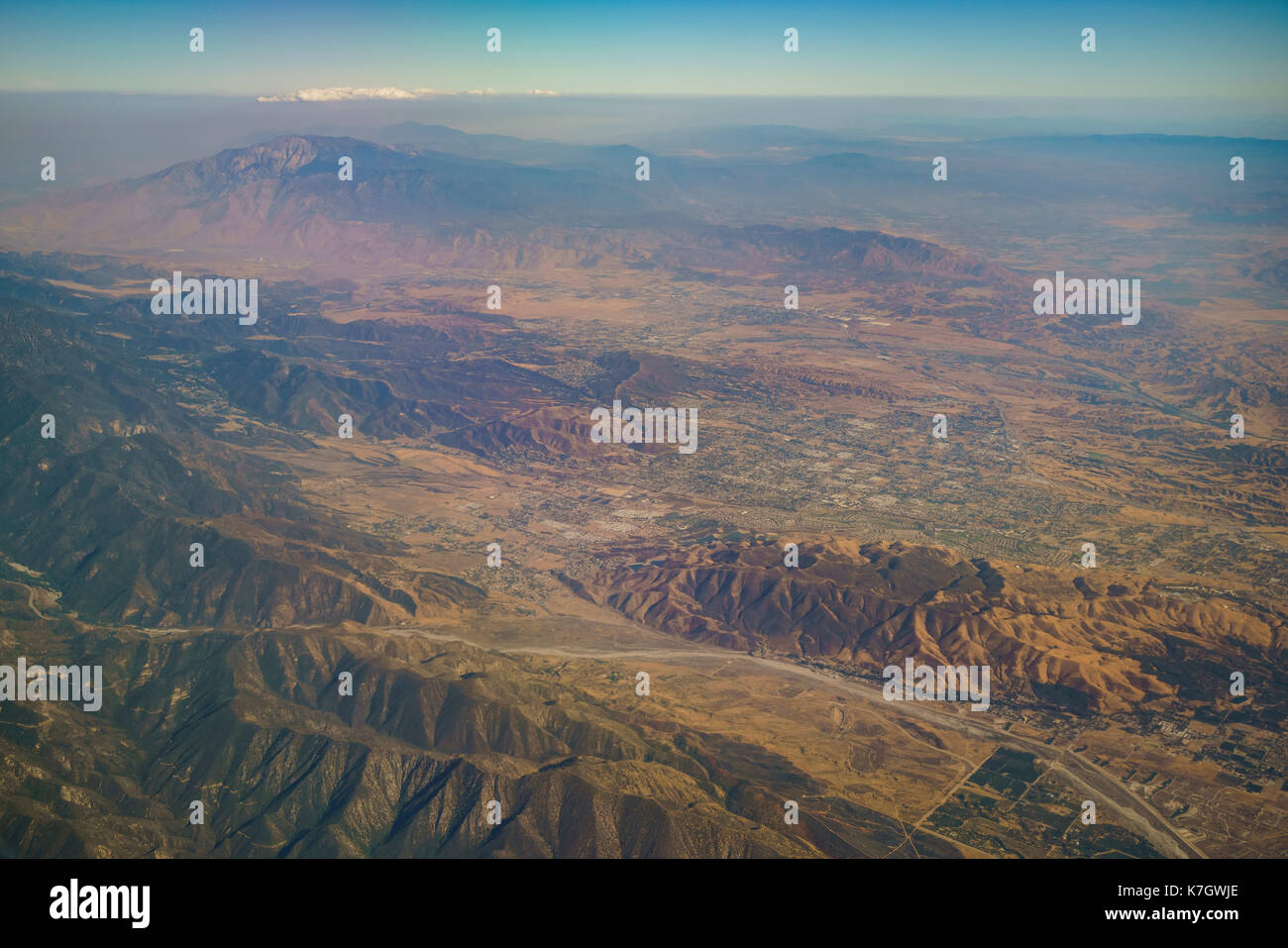Aerial view of Yucaipa, Cherry Valley, Calimesa, view from window seat