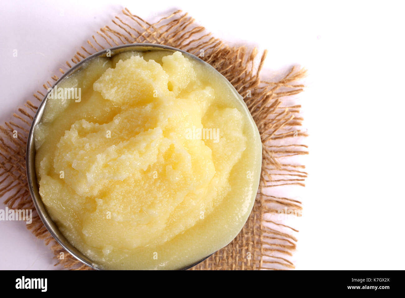 Desi ghee or clariified liquid butter, cooking oil, pure ghee Stock