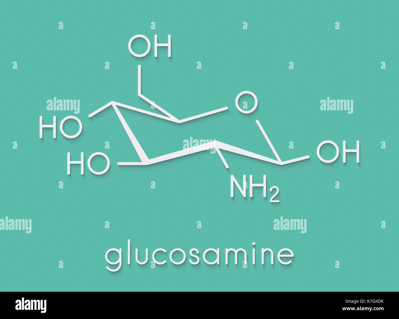 Glucosamine dietary supplement molecule. Used in treatment of