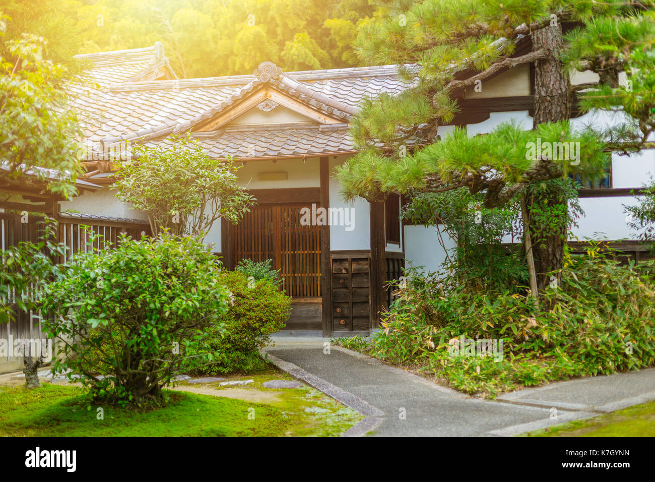 Japan Home garden zen style traditional Asian architecture. Stock Photo