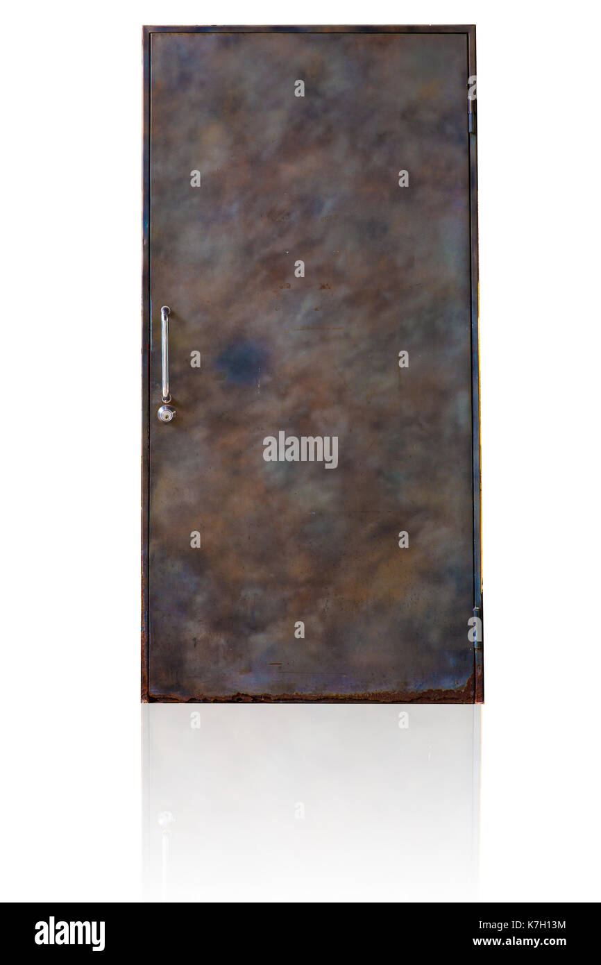metal steel old door closed isolated on white Stock Photo - Alamy