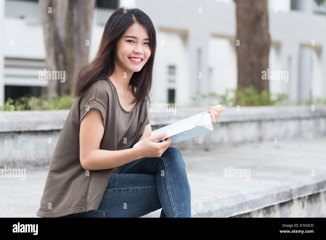 Asian Teen Women Reading Book Happiness And Smile Enjoy Education In University Stock Image Asian Teen Women Reading Book Happiness And Smile Enjoy Education In University Stock Image