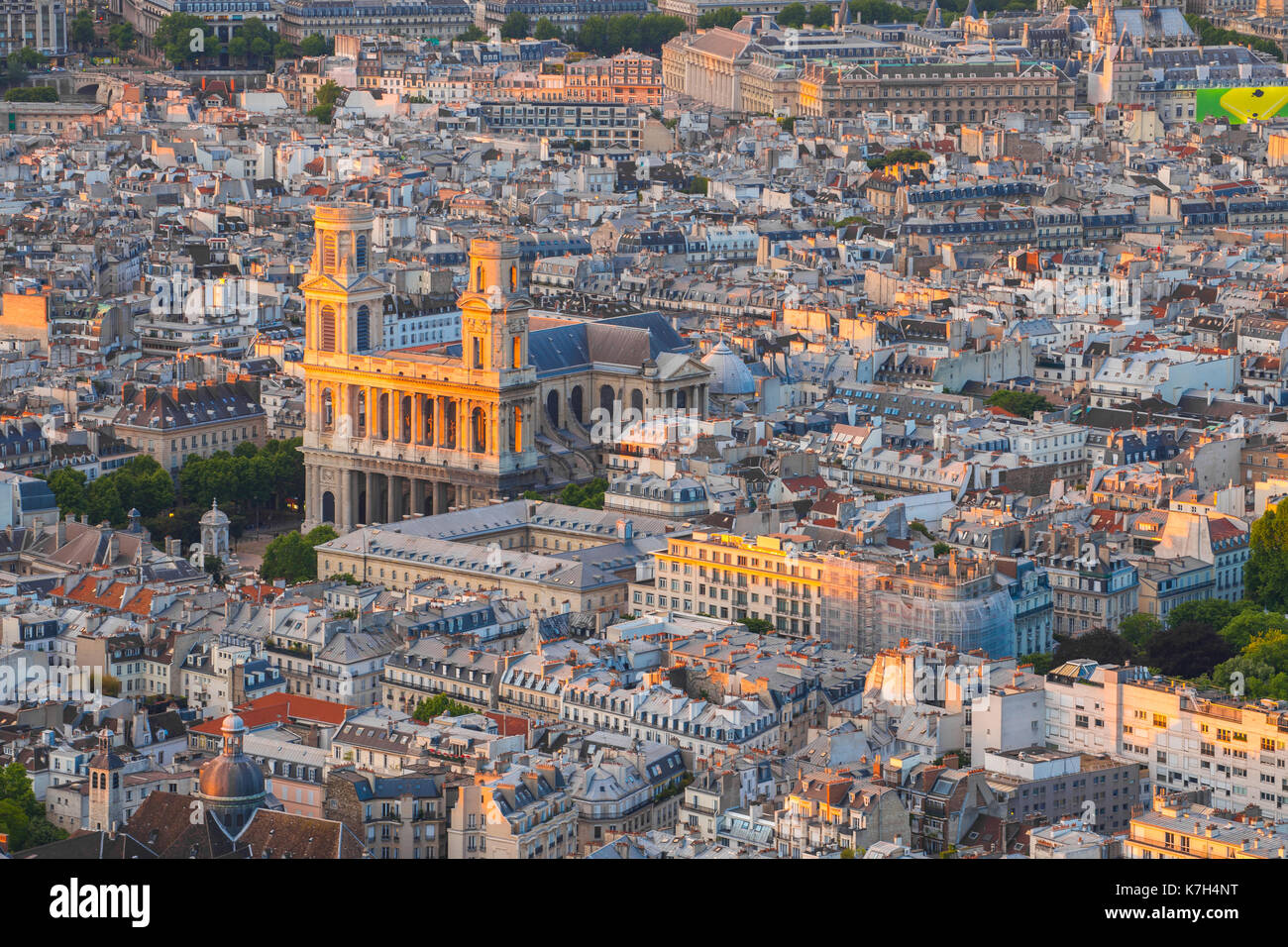 Paris city at sunset in France. Stock Photo
