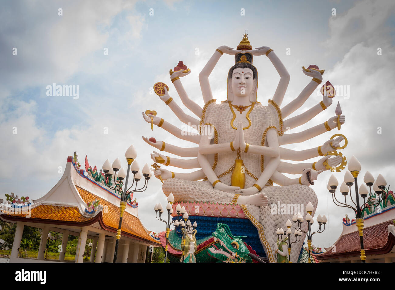 Guanyin, a the goddess of mercy and compassion at Wat Plai Leam, a Buddhist temple on the island of Ko Samui, Thailand. Stock Photo