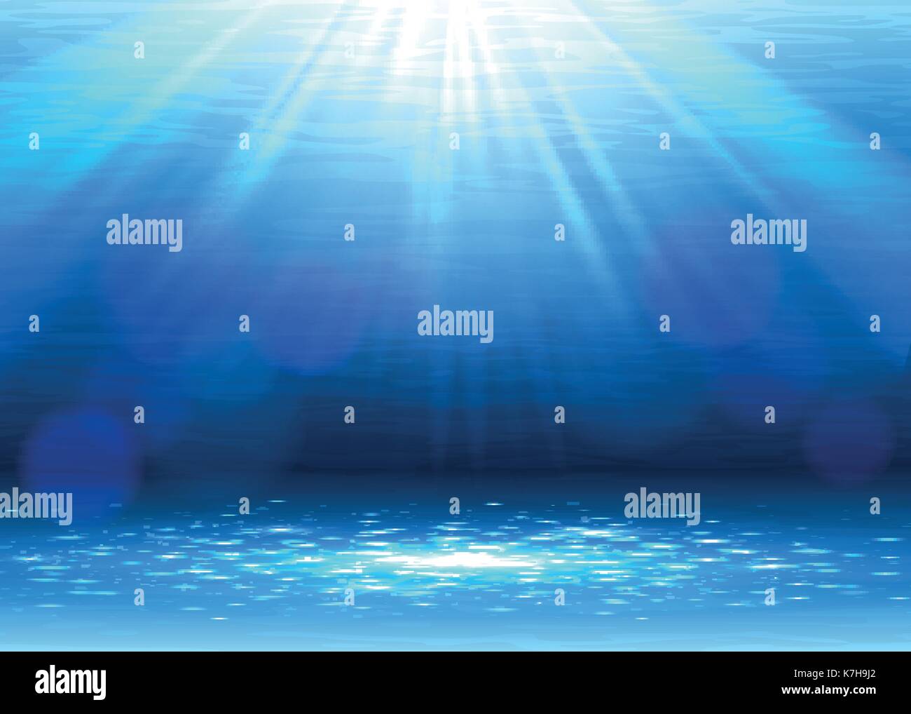 Abstract Blue Underwater Background With Light Rays Vector Stock