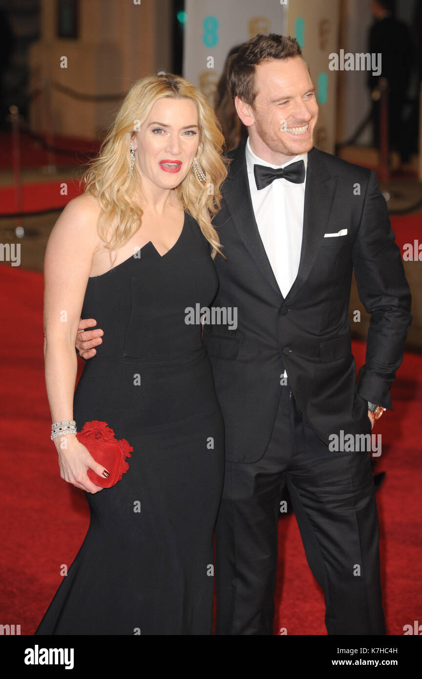 Photo Must Be Credited ©Kate Green/Alpha Press 079965 14/02/2016 Kate Winslet and Michael Fassbender at the EE Bafta British Academy Film Awards Arrivals at at the Royal Opera House in London Stock Photo