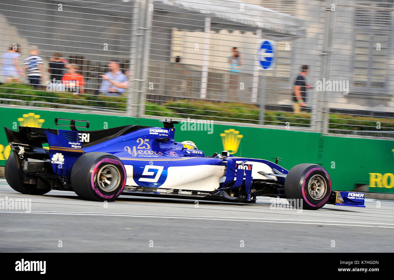15 09 17 Marina Bay Street Circuit Singapore 17 Formula 1 Singapore Airlines Singapore Grand Prix 15 17 09 17 Im Bild Marcus Ericsson Swe 9 Sauber F1 Team Photo Cronos Hasan Bratic Stock Photo Alamy