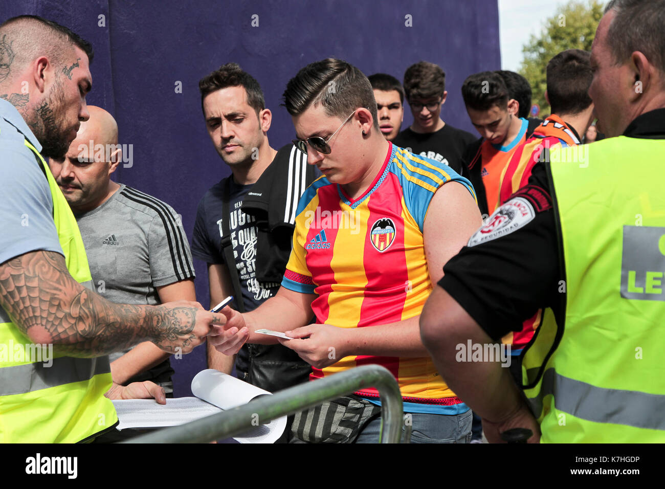 Valencia cf fan show id card with ticket before spanish La Liga