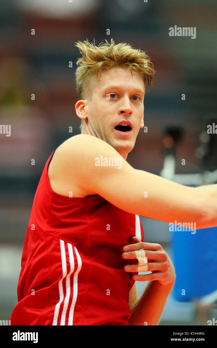 Osaka, Japan. 15th Sep, 2017. Maxwell Holt (USA) Volleyball FIVB