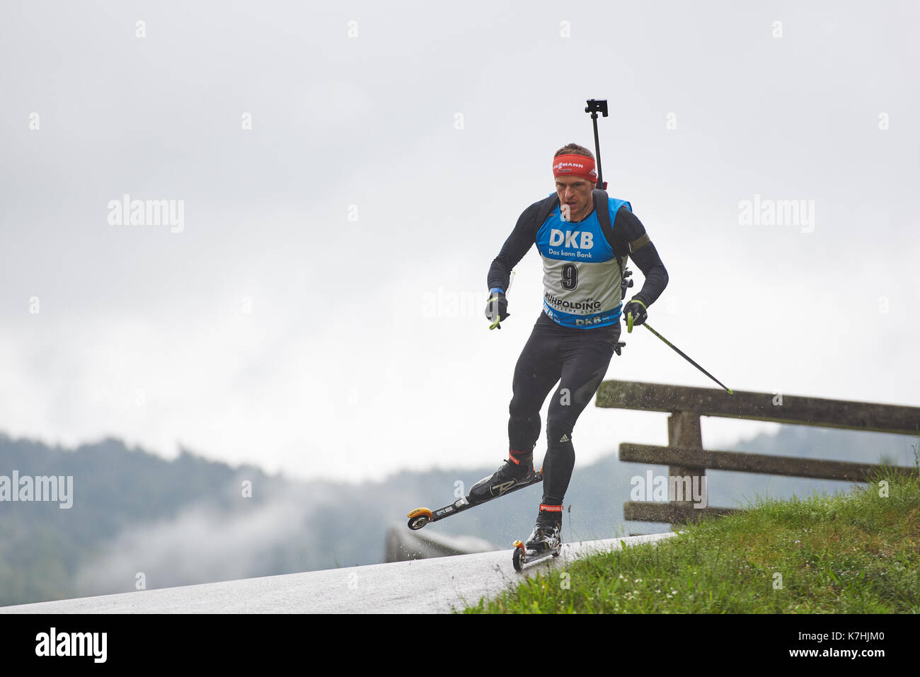 Florian Graf during the Mass start Biathlon, German Summer Championships, Massenstartwettkampf Männer 15 km, DEUTSCHE  BIATHLON MEISTERSCHAFT 2017 Stock Photo