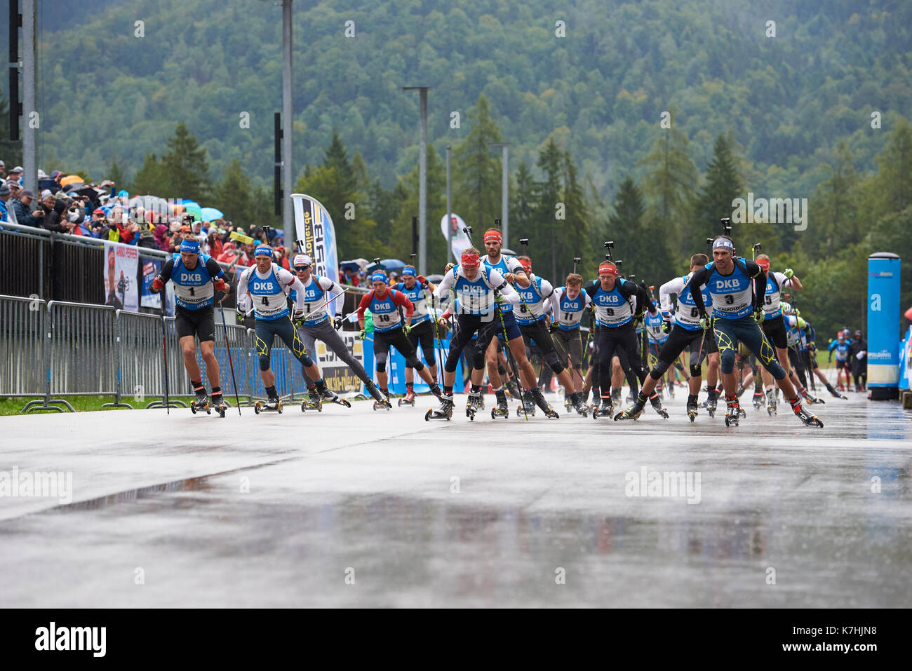 Mass start Biathlon, German Summer Championships, Massenstartwettkampf Männer 15 km, DEUTSCHE  BIATHLON MEISTERSCHAFT 2017 Stock Photo