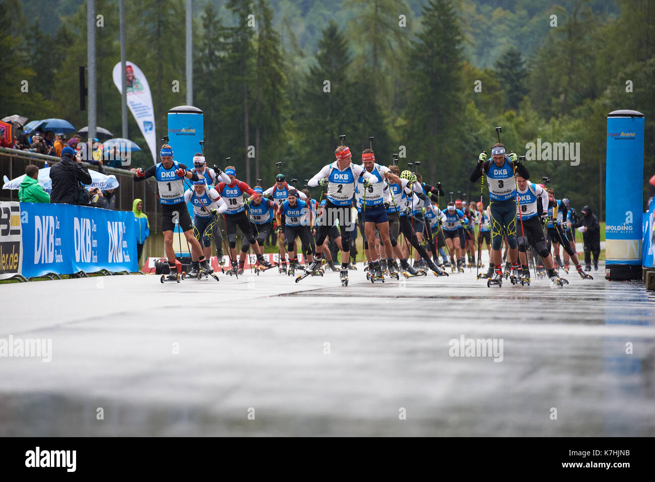 Mass start Biathlon, German Summer Championships, Massenstartwettkampf Männer 15 km, DEUTSCHE  BIATHLON MEISTERSCHAFT 2017 Stock Photo