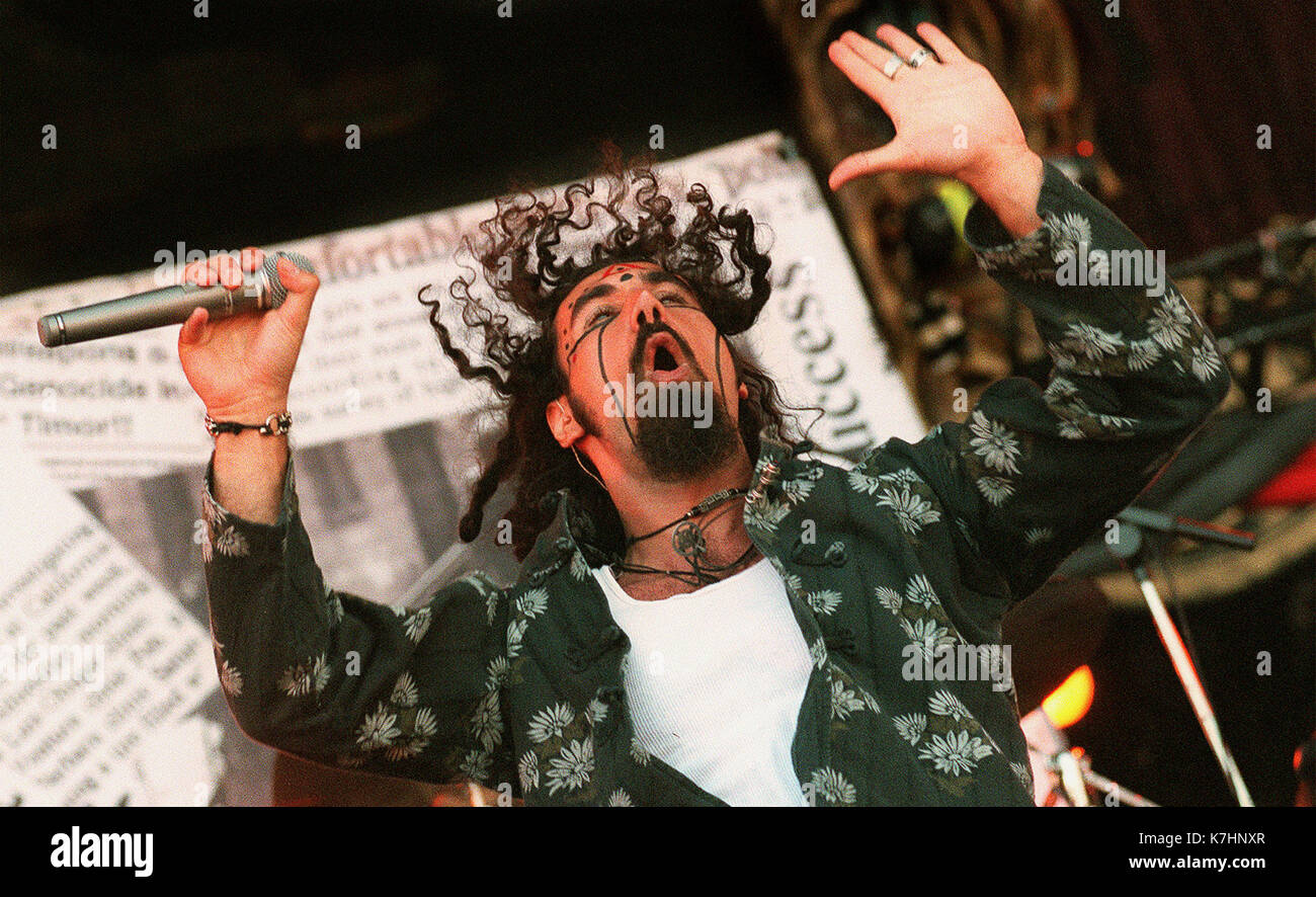 July 24 1999 Devore California U.S. SERI TANKAIN singer of System of a Down performs during OzzFest 99 at Glen Helen Blockbuster Pavilion in Devore California on Saturday July 24
