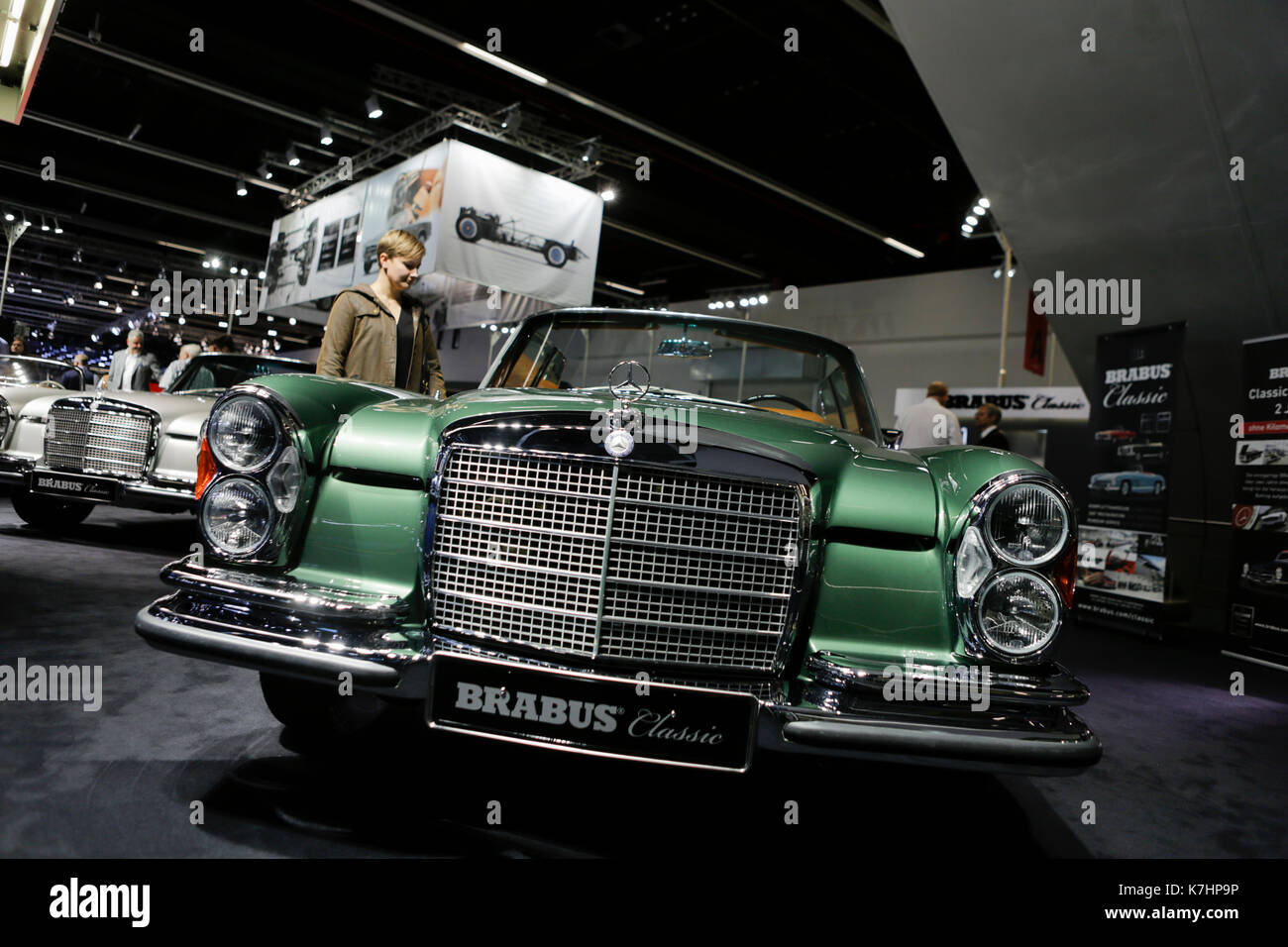 Frankfurt, Germany. 15th September 2017. The German car tuner Brabus Classic presents the Mercedes-Benz 280 SE at the 67. IAA. The 67. Internationale Automobil-Ausstellung (IAA in Frankfurt is with over 1000 exhibitors one of the largest Motor Shows in the world. The show will open for the general public from the 16th until the 24th September. Stock Photo