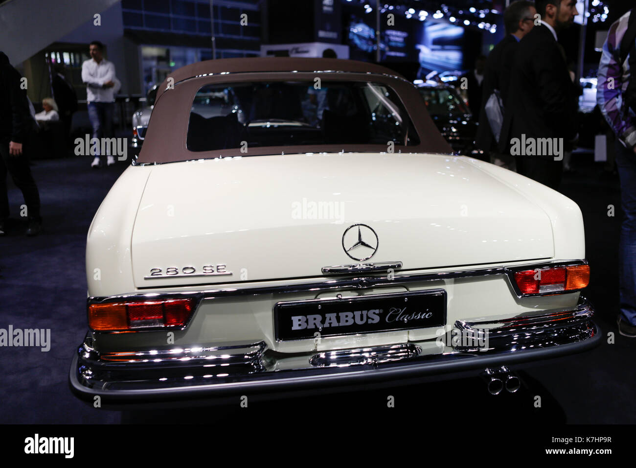 Frankfurt, Germany. 15th September 2017. The German car tuner Brabus Classic presents the Mercedes-Benz 280 SE Cabriolet at the 67. IAA. The 67. Internationale Automobil-Ausstellung (IAA in Frankfurt is with over 1000 exhibitors one of the largest Motor Shows in the world. The show will open for the general public from the 16th until the 24th September. Stock Photo