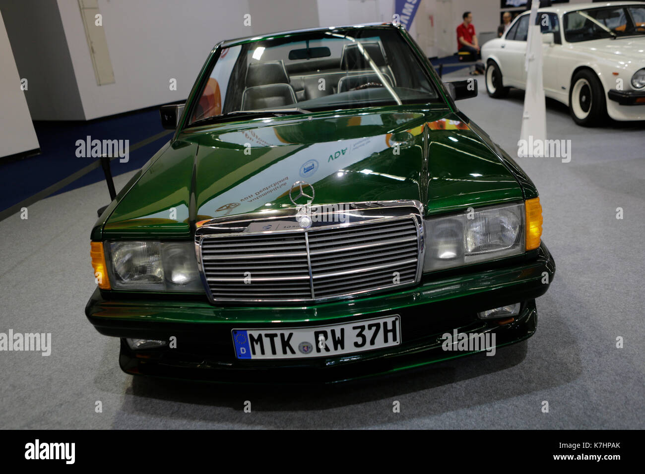 Frankfurt, Germany. 15th September 2017. A 1984 Mercedes-Benz 190 E SGS St. Tropez is presented in the special exhibition “The Wild 70s”. The 67. Internationale Automobil-Ausstellung (IAA in Frankfurt is with over 1000 exhibitors one of the largest Motor Shows in the world. The show will open for the general public from the 16th until the 24th September. Stock Photo
