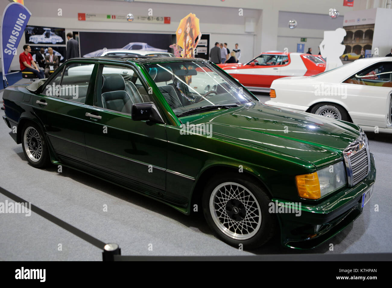 Frankfurt, Germany. 15th September 2017. A 1984 Mercedes-Benz 190 E SGS St. Tropez is presented in the special exhibition “The Wild 70s”. The 67. Internationale Automobil-Ausstellung (IAA in Frankfurt is with over 1000 exhibitors one of the largest Motor Shows in the world. The show will open for the general public from the 16th until the 24th September. Stock Photo