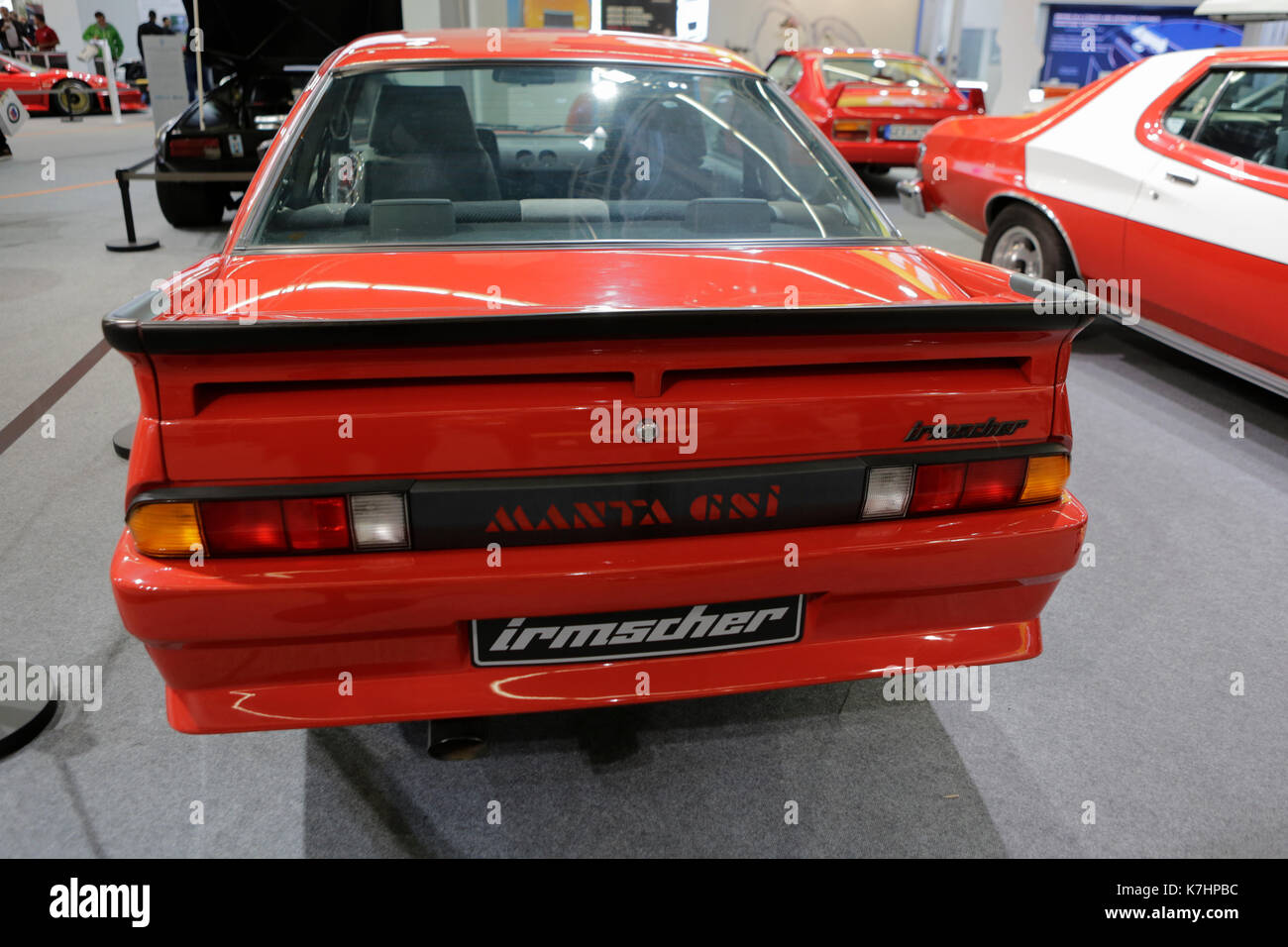 Frankfurt, Germany. 15th September 2017. A 1985 Irmscher Opel Manta-B GSI  is presented in the special exhibition “The Wild 70s”. The 67.  Internationale Automobil-Ausstellung (IAA in Frankfurt is with over 1000  exhibitors