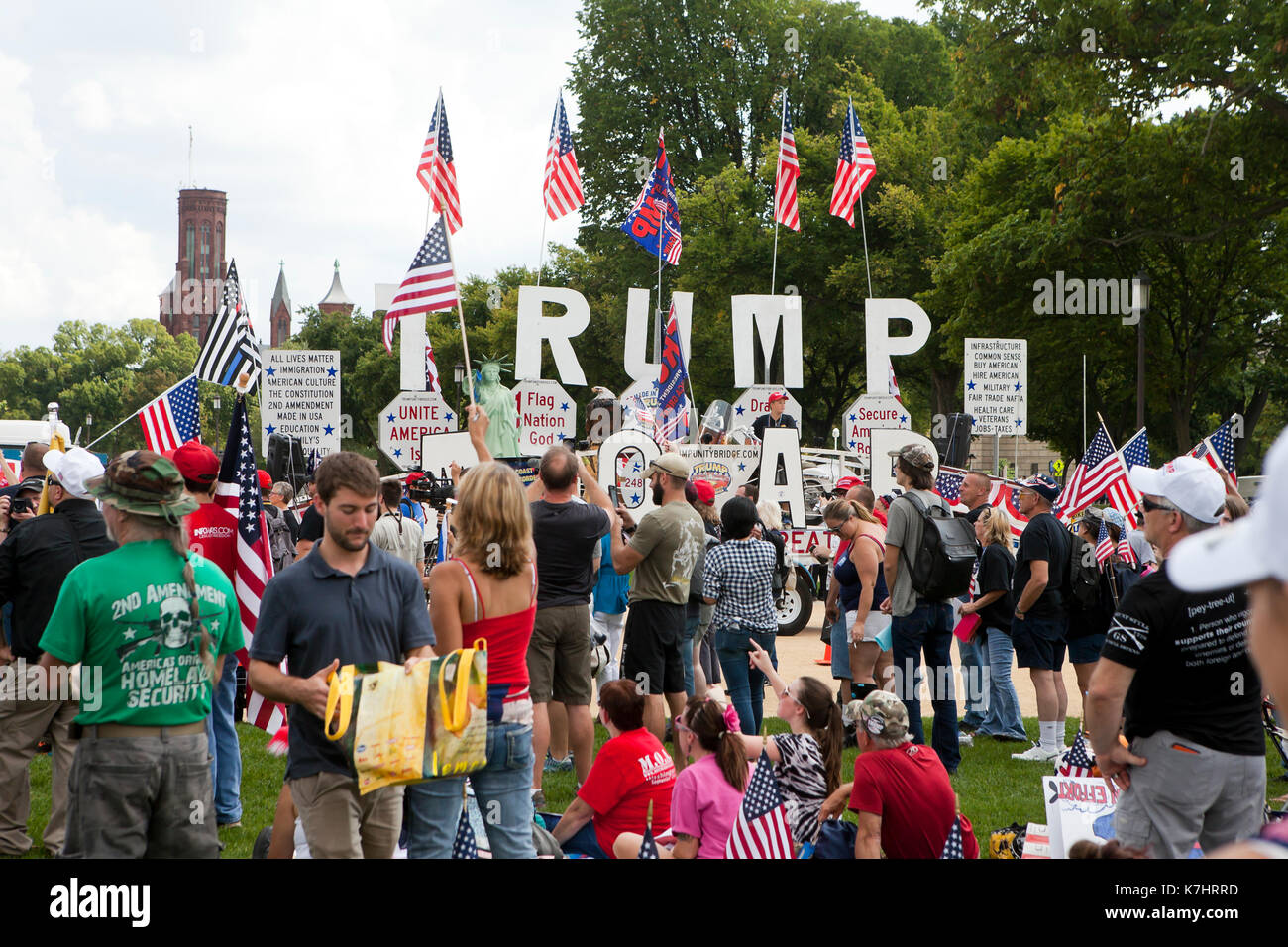Saturday, September 16th, 2017, Washington, DC USA: Donald Trump supporters gather on the National Mall to send a message to Congress, the media, and the world, that they stand united to defend American culture and values. Stock Photo