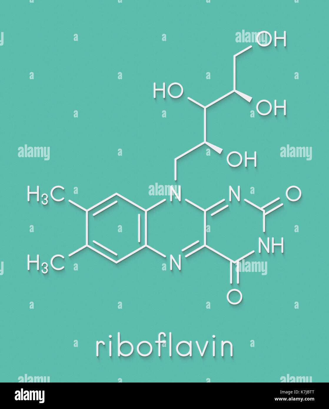 Vitamin B2 (riboflavin) molecule. Skeletal formula. Stock Photo