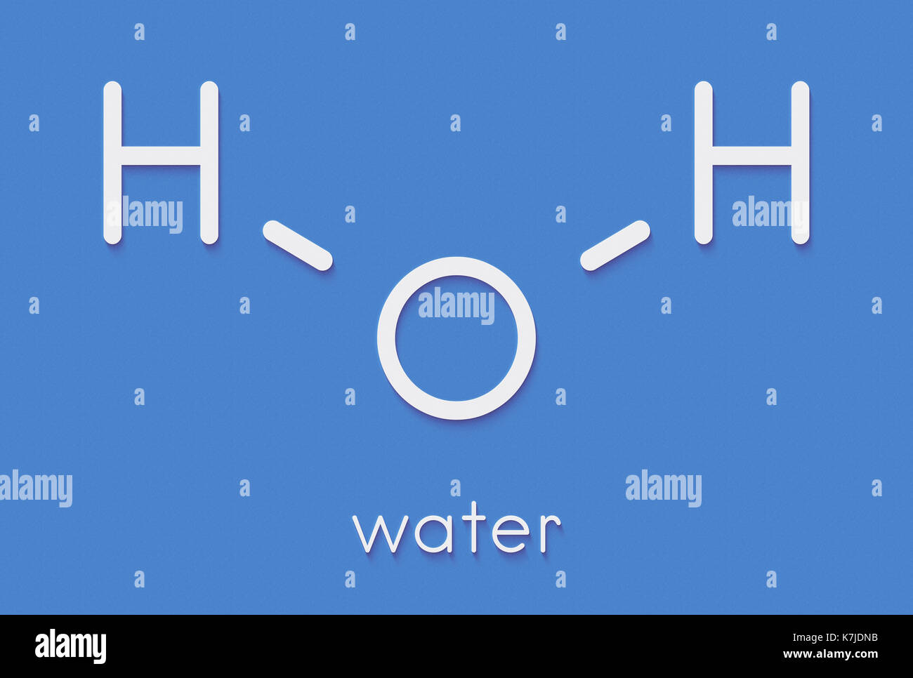 Water (H2O) molecule. Skeletal formula. Stock Photo