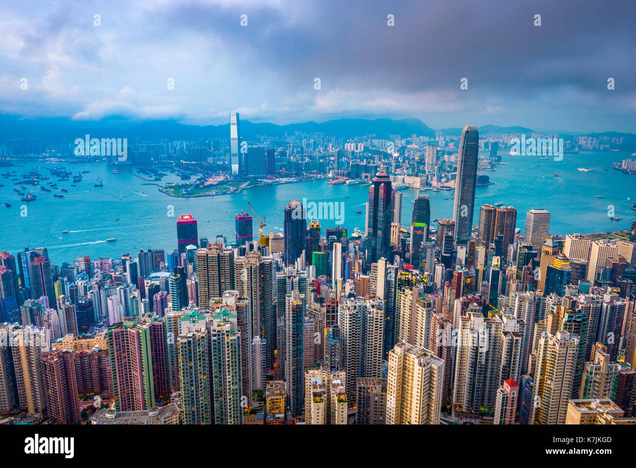 Hong Kong, China city skyline from Victoria Peak. Stock Photo
