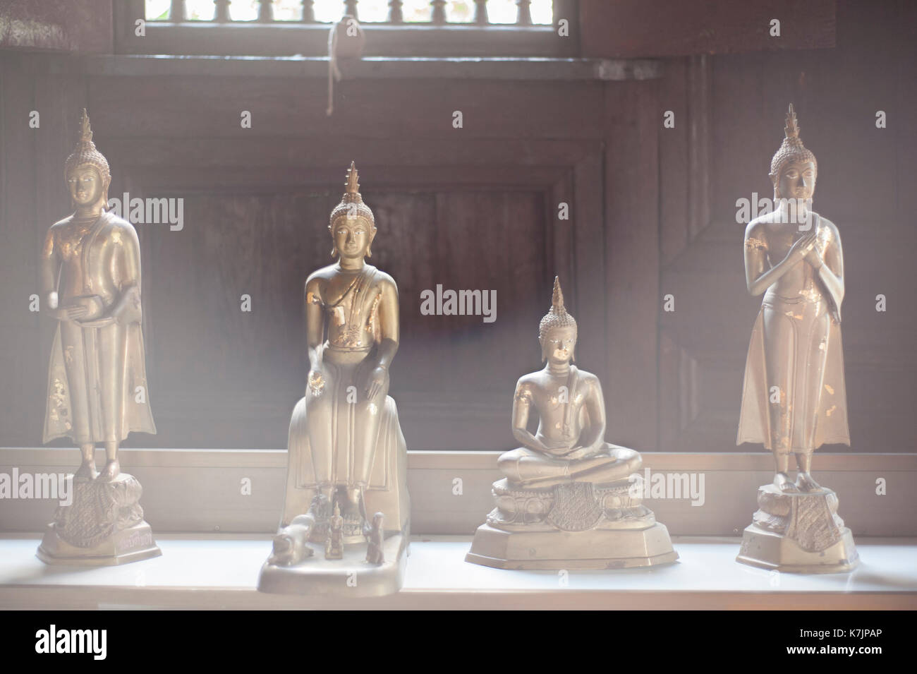 Four Buddha statues at Wat Phan Tao, Chiang Mai, Thailand, Southeast Asia Stock Photo