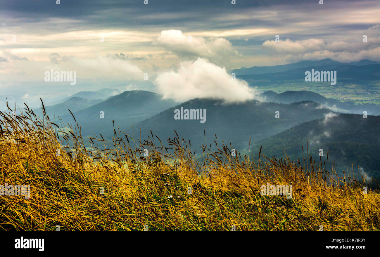 Landscape of Regional Nature Park of the Volcanoes of Auvergne, seen ...