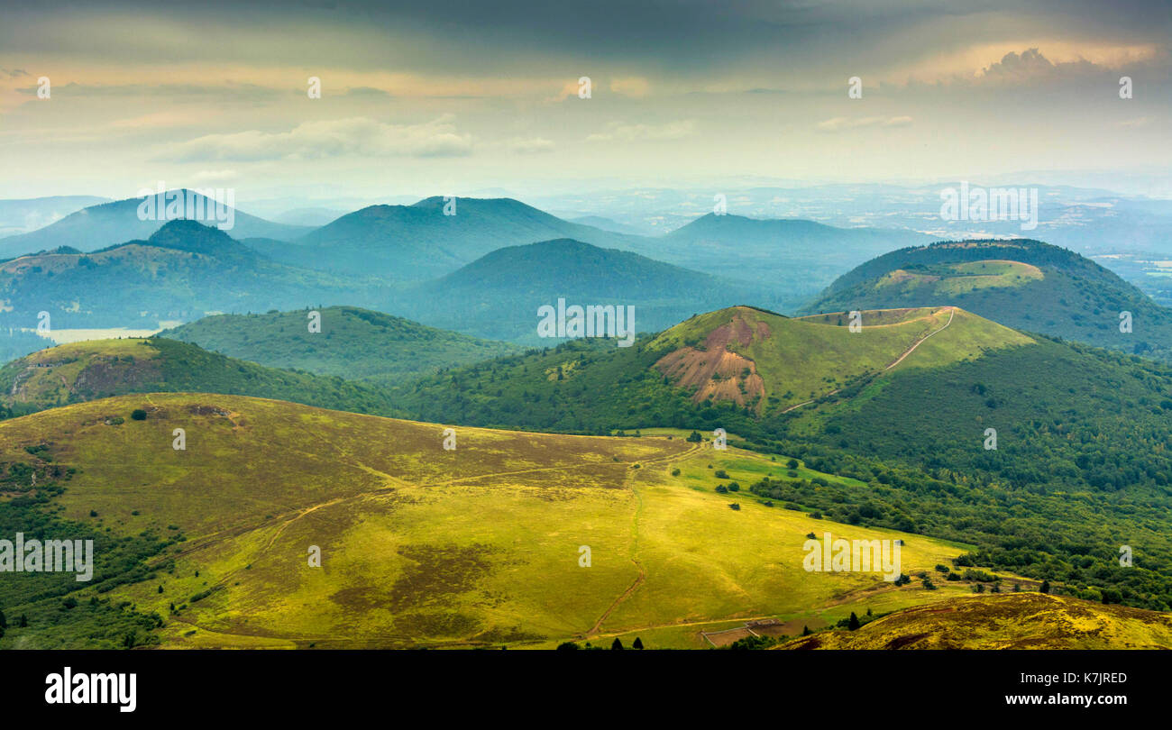 Landscape of Regional Nature Park of the Volcanoes of Auvergne, seen ...