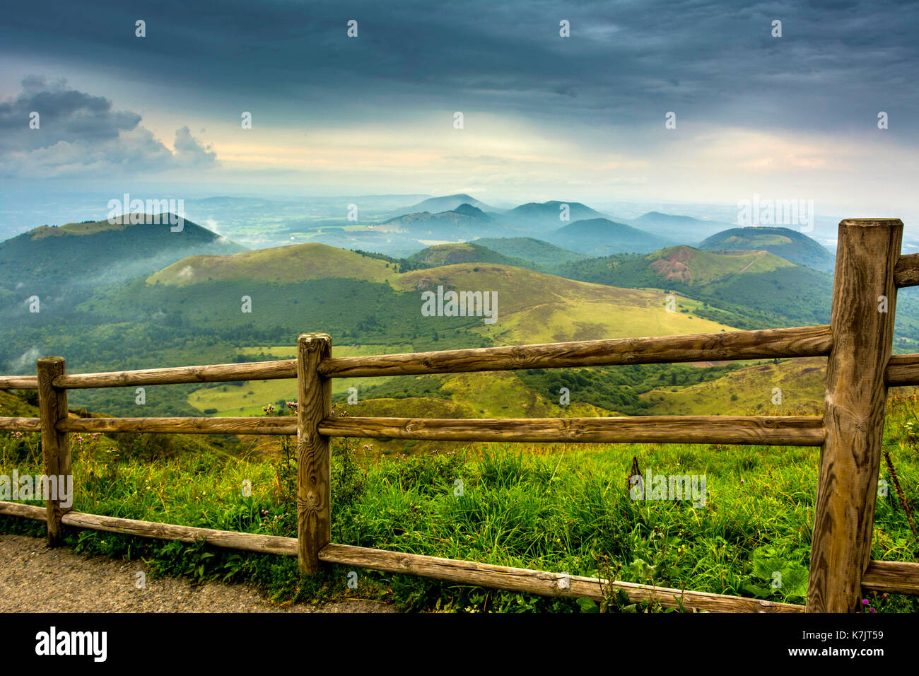 Landscape of Regional Nature Park of the Volcanoes of Auvergne, seen ...