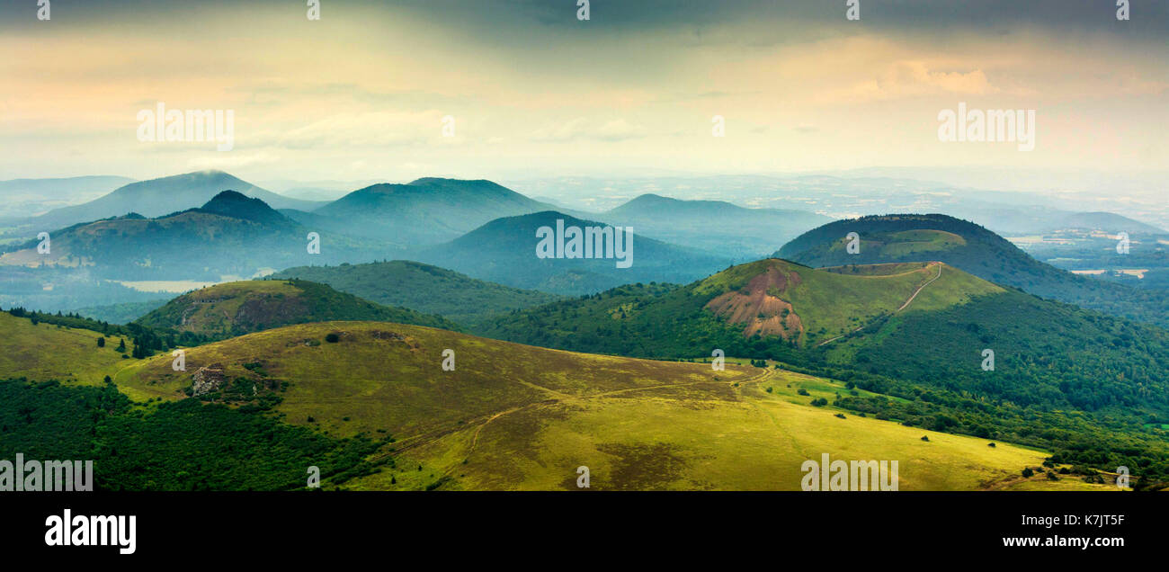 Landscape of Regional Nature Park of the Volcanoes of Auvergne, seen ...