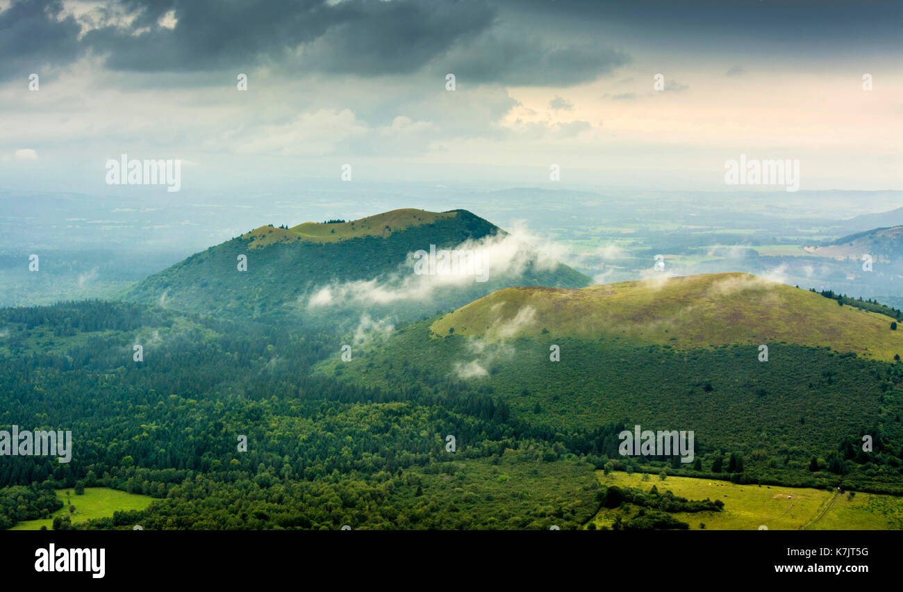 Landscape of Regional Nature Park of the Volcanoes of Auvergne, seen ...