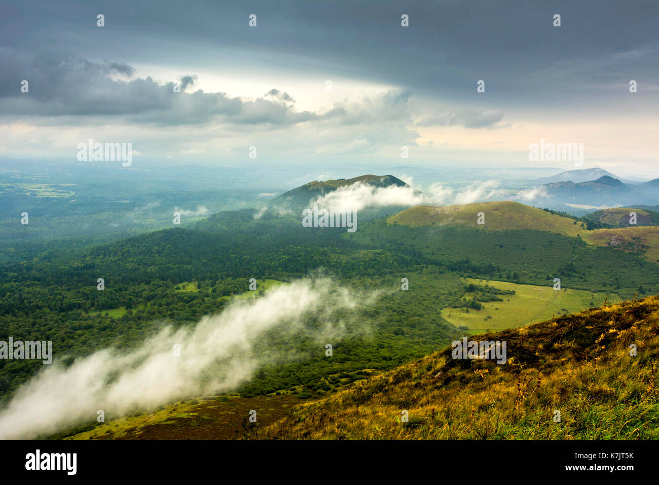 Landscape of Regional Nature Park of the Volcanoes of Auvergne, seen ...