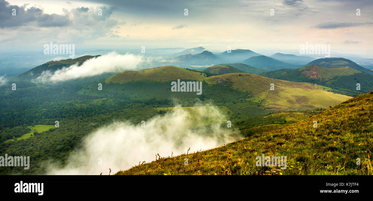 Landscape of Regional Nature Park of the Volcanoes of Auvergne, seen ...