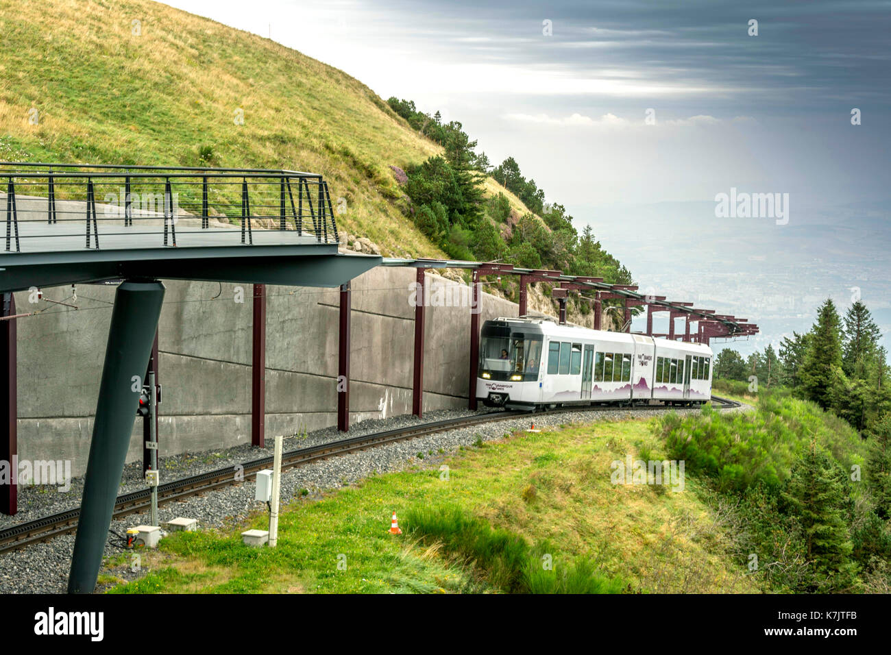 Station of Panoramique des Domes, touristic train of Puy de Dome . Park regional of Auvergne volcanoes. France Stock Photo