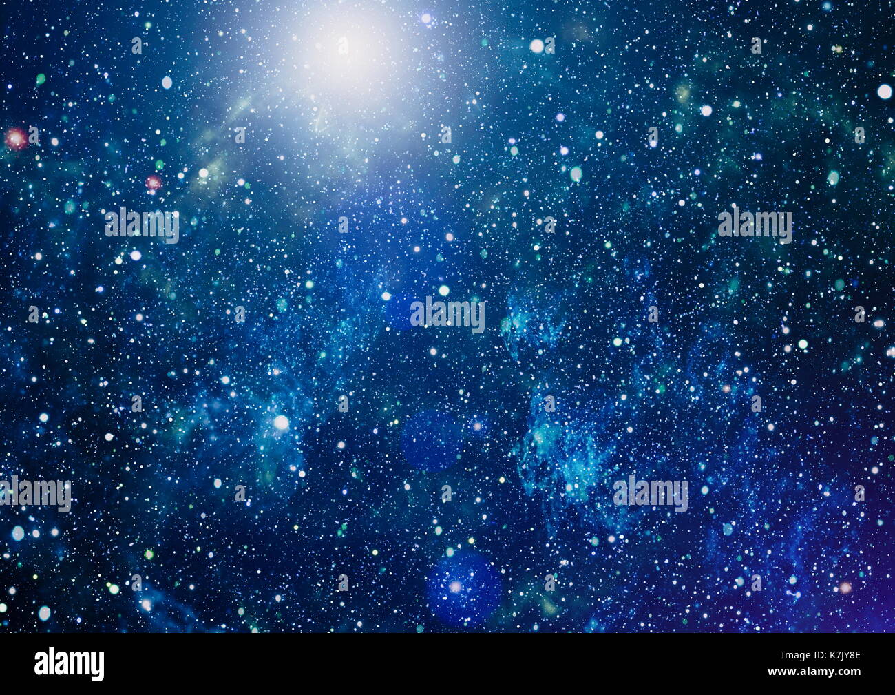 Panoramic looking into deep space. Dark night sky full of stars. The ...