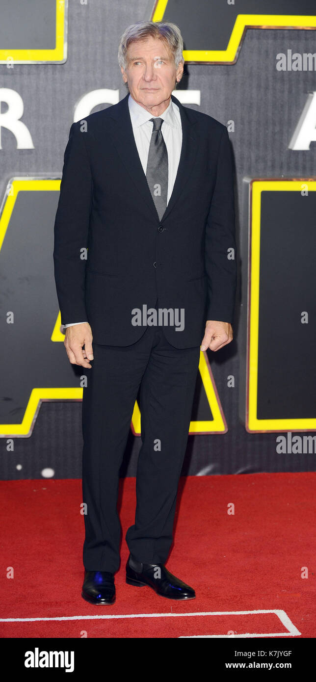 Photo Must Be Credited ©Kate Green/Alpha Press 079965 16/12/2015 Harrison Ford Star Wars The Force Awakens European Premiere Leicester Square London Stock Photo