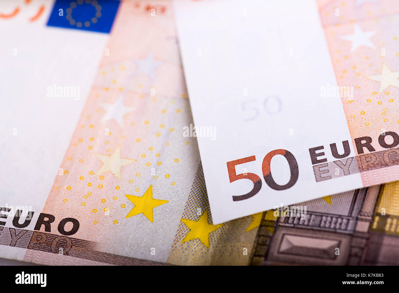 Close-up of european currency - bills of 50 euro Stock Photo