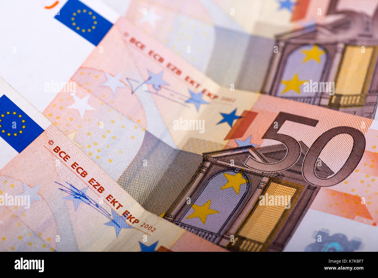 European currency (EUR) - banknotes of 50 euro Stock Photo