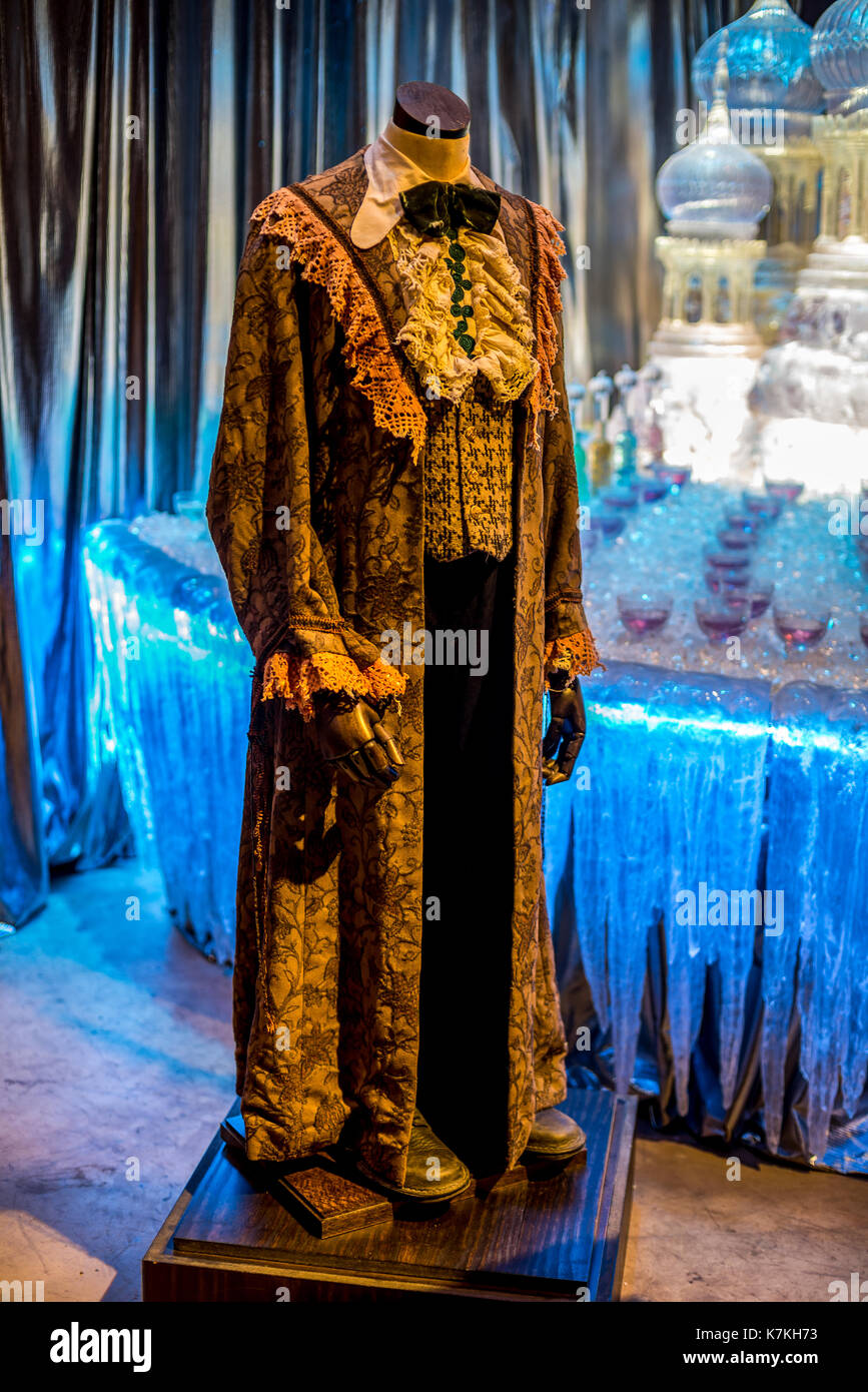 Ron Weasley Yule Ball Robe displayed at Warner Brothers Harry Potter Movie Studio Tour, London Stock Photo
