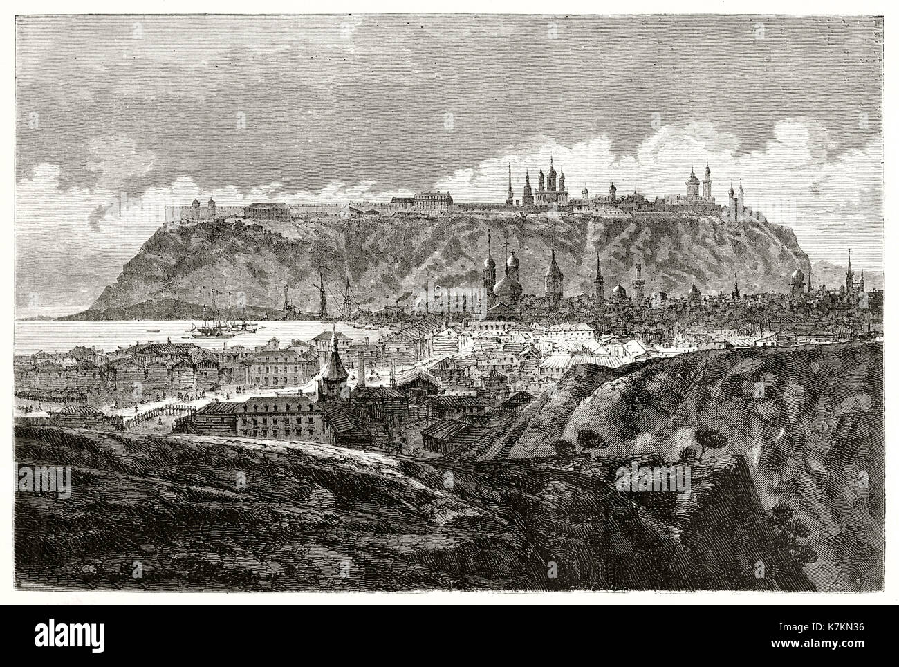 Old view of Tobolsk, Russia. By Durand and Brager, publ. on Le Tour du ...