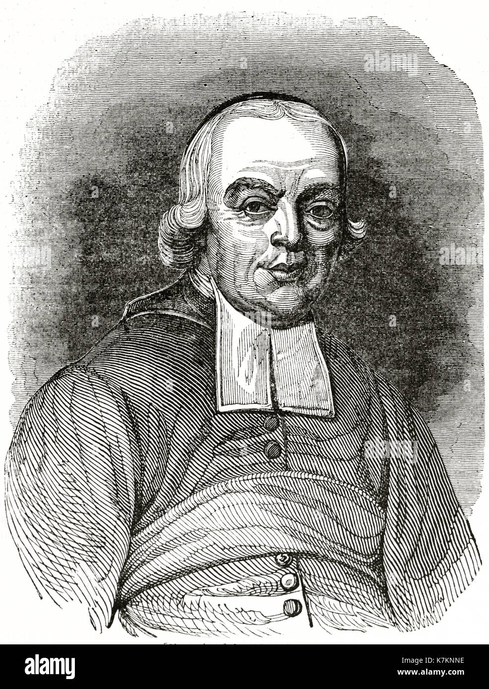 Old engraved portrait of Abbe Charles-Michel de l'Epee (1712 – 1789), French philantropic educator. Published on The Penny Magazine, London, 1837 Stock Photo
