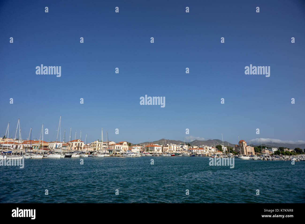 The harbour at Aegina in Greece Stock Photo