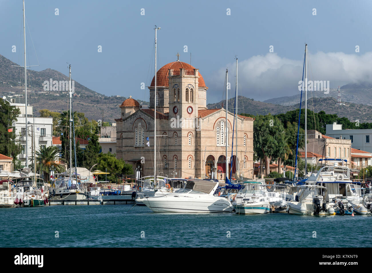 The harbour at Aegina in Greece Stock Photo