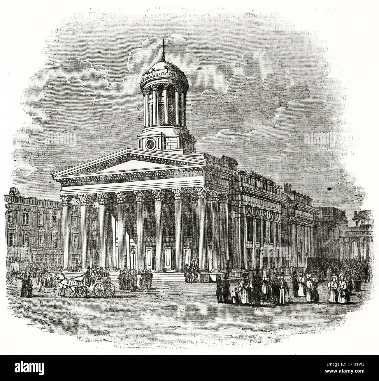 Old view of the Glasgow Exchange, Scotland. By unidentified author, publ. on The Penny Magazine, London, 1837 Stock Photo