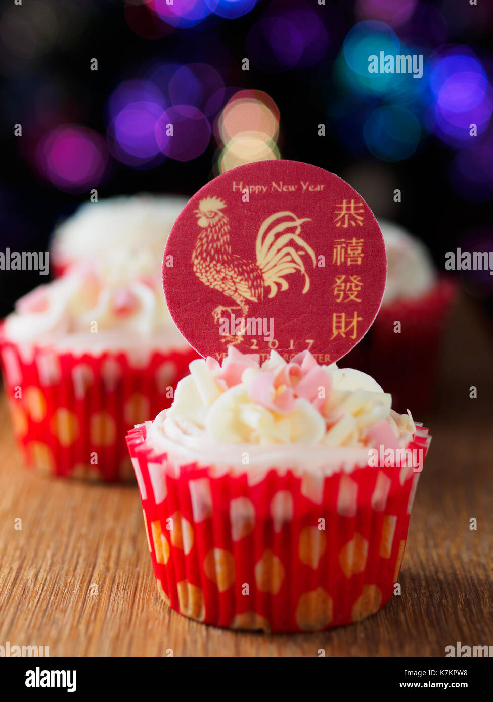 happy Chinese rooster new year decoration " gong hey fat choy" cup cake