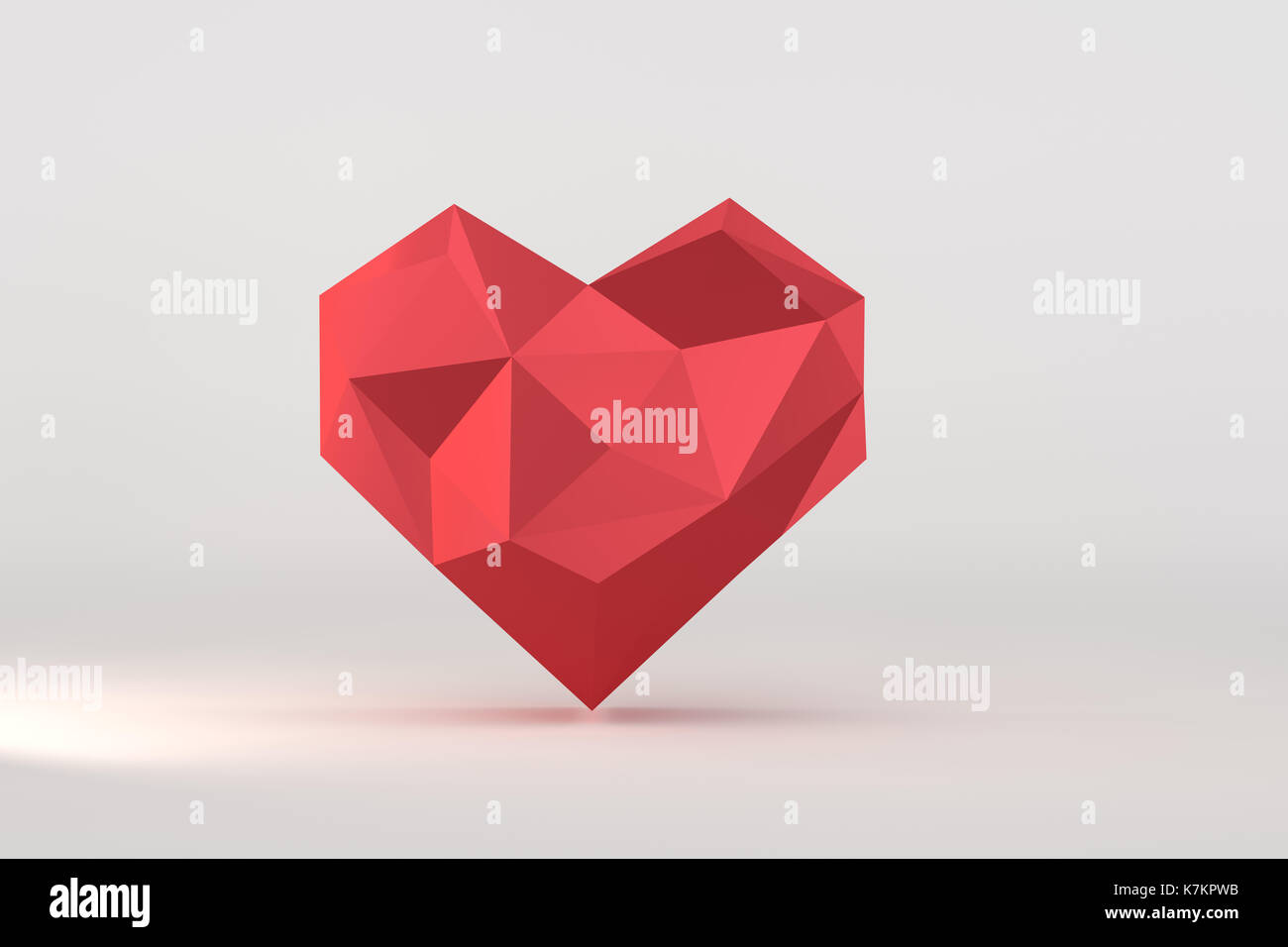 3d rendering of low poly red heart shape Stock Photo