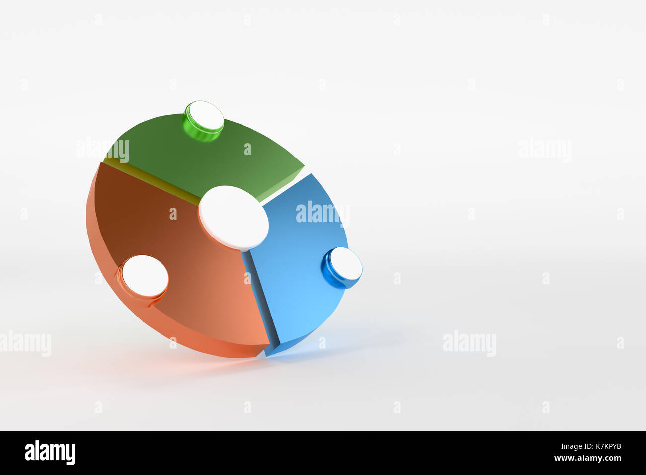 3d rendering of pie chart for process concept info graphic design Stock ...